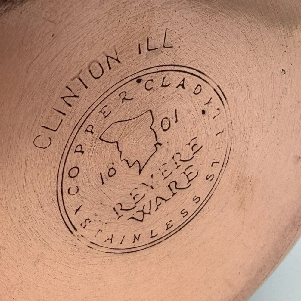 Vintage Revere Ware Double Ring Clinton IL 1 Qt Copper Clad Saucepan w Lid